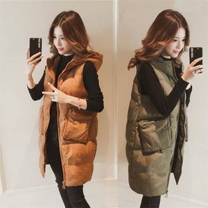 Herfst winter katoenen jassen vest dikke vrouwen dames casual vest vrouw mouwloze lange vest jas slim fit warme kogel coat 201211