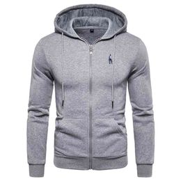 Herfst winter katoen coodied heren sweatshirts vaste hoody fleece dikke hoodies heren sportkleding rits zweetshirts mannen 210924