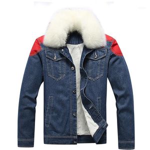 Automne hiver Couple Denim vestes hommes chaud épaissir hommes veste coton manteau mâle col de fourrure Jean vêtements d'extérieur grand MY2101