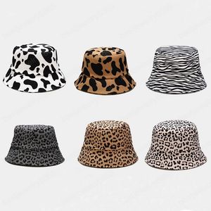 Herfst winter koe luipaard wollen vrouwen emmer hoed outdoor mode dikke warme visser hoed dame meisjes reisbassin cap Panama