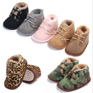 Automne/hiver mignon bébé solide à lacets bottes bébé chaussures croisées bébé garder au chaud garçon bottes en peluche premiers marcheurs 0-18M