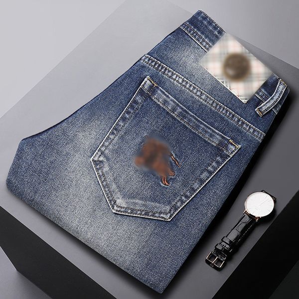 Jeans de créateur pour hommes, pantalons bleus Vintage avec poche arrière, Logo brodé, Badge de taille, automne/hiver