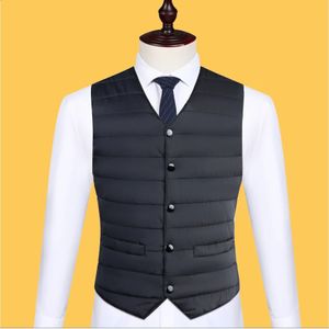 Automne hiver vers le bas coton hommes manteau gilet mode bouton Cardigans épaissir chaud solide col en v décontracté polyvalent sans manches vestes 240202