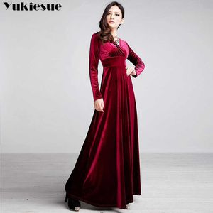 Herfst winter jurk vrouwen elegante casual lange mouwen baljurk vintage fluwelen partij sexy es plus size Oekraïne 210608