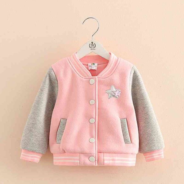 Herbst Winter Mode 2 3 4 6 8 10 Jahre Kinder Farbe Patchwork Mandarin Kragen Mädchen Plus Samt Jacke für Baby Kinder 210529