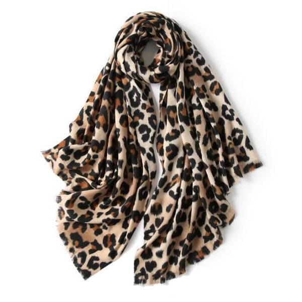 Automne hiver mode imprimé léopard écharpe femmes chaud doux épais cachemire enveloppes châles écharpes pour dames