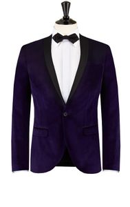 Automne Hiver Mode Purple Velvet Groom Tuxedos Hommes Smokings De Mariage Excellents Hommes Formelle De Bal Dîner Costumes (Veste + Pantalon + Cravate) 1911