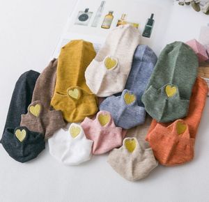 Chaussettes en coton pour femmes, Style japonais, mignon, dessin animé, cœur d'amour, Tube central, mode automne hiver