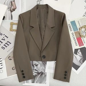 Automne hiver mode femmes Blazer Style coréen bureau recadrée Blazers printemps femmes tout-Match rue à manches longues costume veste 240201