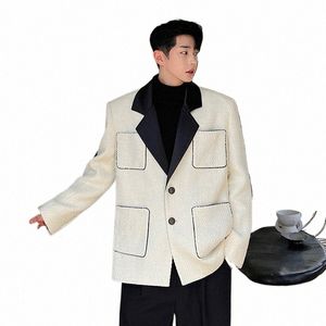 Automne Hiver Français Fi Costume Manteau Hommes Coréen Streetwear Lâche Casual Vintage Épaissir Blazers Veste Mâle Manteaux Manteaux W3bz #