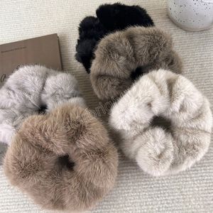 Herfst Winter Harige Haarband Retro Imitatie Mink Down Hoofdband Haartouw Vrouw Stropdas Paardenstaart Rubberen Band Dame Hoofdtooi Koreaans