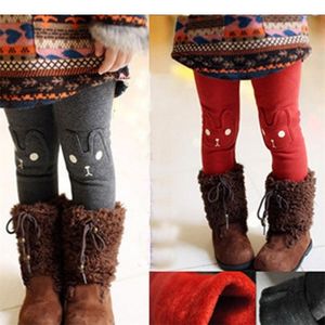 herfst winter meisjes verdikking met fluwelen broek borduurwerk elastische kracht baby peuter leggings broek kinderkleding 210303