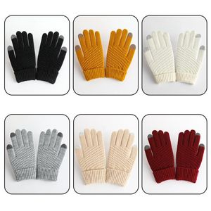 Guantes de otoño invierno con felpa y pantalla táctil de moda jacquard aguja inversa guantes cálidos de invierno para niños hombres mujeres regalo