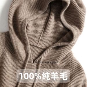 Herfst Winter Capuchon Kasjmier Trui Vrouwelijke Trui Losse 100% Zuivere Wol Hoodie Loeme Luie Wind Breien Effen Basis