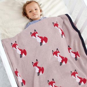 Herfst winter baby baby jongen meisje cartoon vos gebreide deken geboren quilt jongens meisjes houden 210429