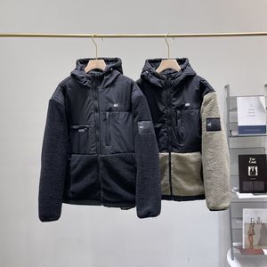 Automne hiver vestes pour hommes à capuche polaire veste broderie double face sweats à capuche coupe-vent manteau vêtements d'extérieur pour homme