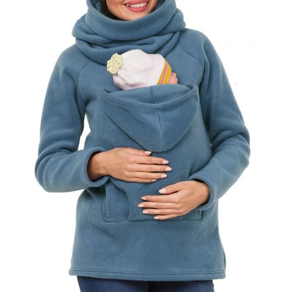 Automne hiver kangourou manteau vêtements de maternité grande taille pull de grossesse Premama porte-bébé pour 0-12 mois sweats à capuche enceintes 240115