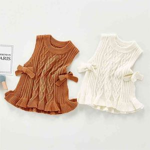 Herfst Winter Houd Warme Baby Meisjes Vestenjas Kinderkleding Mouwloze Vest Gebreide Kids Cardigan 210429