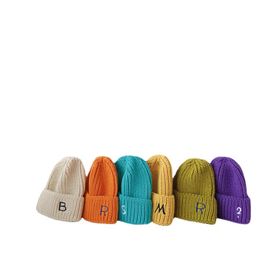 Herfst winter kinderen jongensmeisjes gebreide hoeden zachte verdikking warme baby beanies letter patroon casual kinderen caps 20221014 e3