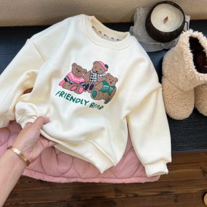 Automne hiver enfants dessin animé ours polaire sweat garçon enfants plus velours épais décontracté hauts fille bébé lettre coton sweats 231220