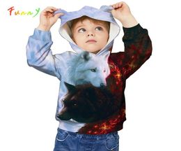 Automne Hiver Enfants Sweats À Capuche Loup Lion Animal 3D Imprimé Sweat Enfants Garçons Filles Manteau Oreilles Mignonnes Sweat À Capuche Garcon Enfant 412Y Y9030907