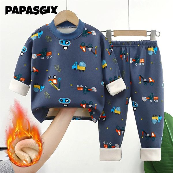 Otoño Invierno Niños Pijamas gruesos y cálidos Bebés Niños Niñas Dibujos animados Manga larga Pijamas de cuello redondo Ropa de dormir para niños pequeños Conjuntos de ropa 240219