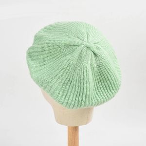 Automne hiver tricoté béret pour femmes couleur unie décontracté bérets filles Simple laine peintre chapeau