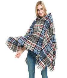 Autumn Winter Tritted Wrap Cloak Coats Batwing Pilding Poncho Lames039 Cap ￠ capuche avec ch￢le ￠ franges pay￩s irr￩guliers 5579541