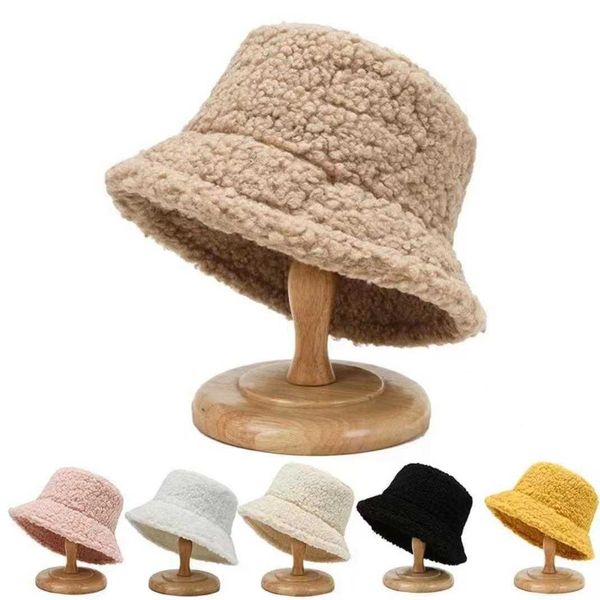 Automne hiver édition coréenne laine d'agneau chaud polyvalent chapeau de pêcheur nouvel hiver en plein air chaud agneau en peluche bassin chapeau 231015