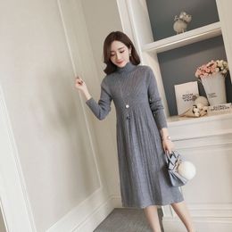 Herfst winter koreaanse mode moederschap truien lange jurk dikker gebreide kleding voor zwangere vrouwen zwangerschap jurk