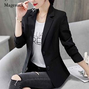 Automne Hiver Mode Coréenne Femmes Veste Casual Blanc Noir Manches Longues Bureau Dame Vêtements Slim Manteau 5029 210518