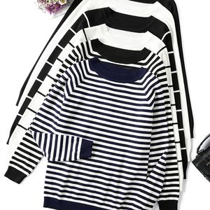 Herfst Winter Winter Striped pullover dames trui gebreide truien truiders Koreaanse pull femme jumper vrouwelijk wit 220812