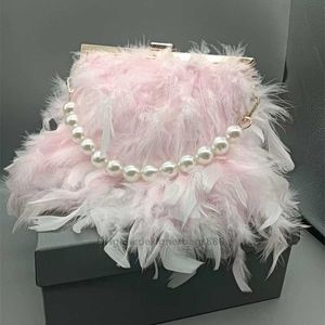 Herfst winter luxe echte struisvogel veer handtas dames avondtassen portemonnee roze wit dinner feestklauwen dames messenger tas