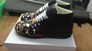 Herfst Winter Mannen Enkellaarsjes Grote Maat Rode Kleur Echt Leer Klassieke Mannen Platte Schoenen Street Style Hiphop Hoge Top Mode Sneakers Schoeisel EU38-46 Voor Jongens Laarzen