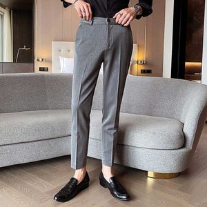 Herfst winter mannen zaken jurk broek effen kleur klassieke pak broek casual slim fit bruiloft streetwear sociale broek 210527