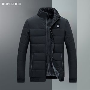 Herfst Winter Mannen Fleece Parkas Jas Mannen Stand-Up Kraag Warm Middelbare leeftijd Ouderen Hoge Kwaliteit Parka Jas Mannen Jas 211129