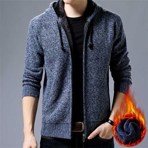 Automne Hiver Hommes Pull en polaire Hommes Chaud Cardigan Sweatercoat Mâle Casual Tricot Outwear Pull à capuche Homme Sweat à capuche 201118