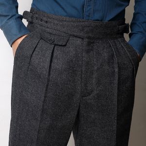 Automne hiver hommes de haute qualité coupe droite hommes costumes d'affaires pantalons hommes décontracté pantalon en laine mâle pantalon en laine F214