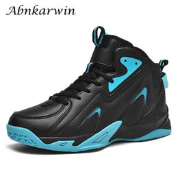 Chaussures de basket-ball montantes en cuir PU pour hommes, baskets d'entraînement, de Sport, grande taille 48 49 50 51, antidérapantes, automne et hiver, 240124