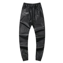 Automne hiver hommes Hiphop pantalons de danse PU cuir Joggers noir rouge argent hommes Joggers pantalons de survêtement décontractés Hip Hop pantalons de survêtement taille 3220J