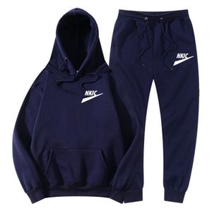 Otoño Invierno hombres sudaderas con capucha Jogging Sets mujer chándal grueso traje de lana 2 piezas conjuntos sudadera y pantalones trajes Lover OutfitsOGO Print