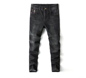 Calças jeans masculinas outono inverno calças retas elásticas de negócios estilo clássico jeans denim calça masculina venda imperdível