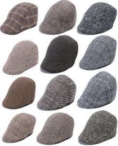 Automne hiver hommes gavroche chapeau Plaid bérets britannique Style occidental laine avancée casquette plate classique Vintage rayé Beret7297825