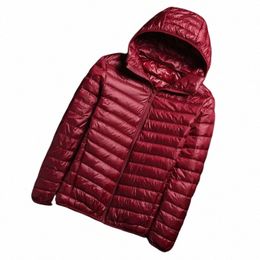 Otoño invierno hombres chaquetas acolchadas para hombre coreano fi con capucha ultraligero empacable agua y resistente al viento transpirable abajo abrigo 72FR #