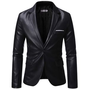 Automne hiver hommes d'affaires de luxe Blazer mode Banquet en cuir robe costume veste mince Texture haute qualité Pu manteau 6XL 220409