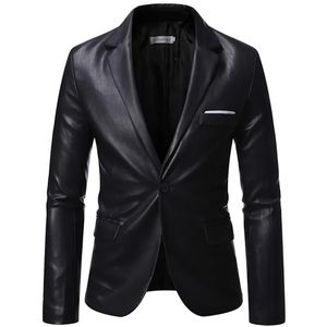 Blazer de luxe pour hommes d'affaires, mode Banquet, veste de costume en cuir, Texture fine, manteau Pu de haute qualité 6XL, automne et hiver