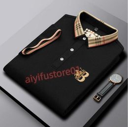 Polo en coton à manches courtes brodé haut de gamme T-shirt pour hommes vêtements de mode coréenne haut de luxe d'été