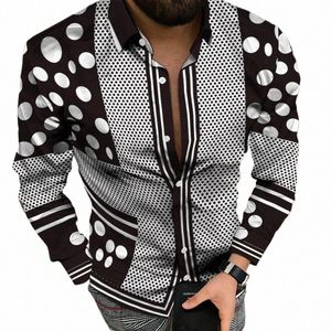 Automne hiver hommes Lg chemise simple boutonnage revers 3D dernier quotidien décontracté carré épissage thème mâle hauts fesses cardigan K8Qh #