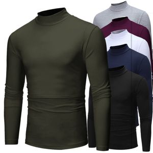 Herfst Winter Heren Kraswollen T-shirts Slanke training Sport Opstaande kraag Casual overhemd Shirts met lange mouwen Herenkleding Street chic Engeland Fitness Heren Tops T-shirts