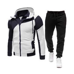 Automne Hiver Hommes Ensembles Marque Sportswear Survêtements 2 Pièces Ensembles Vêtements Pour Hommes Sweats À Capuche + Pantalons Ensembles Mâle Streetswear Manteau Vestes 211129